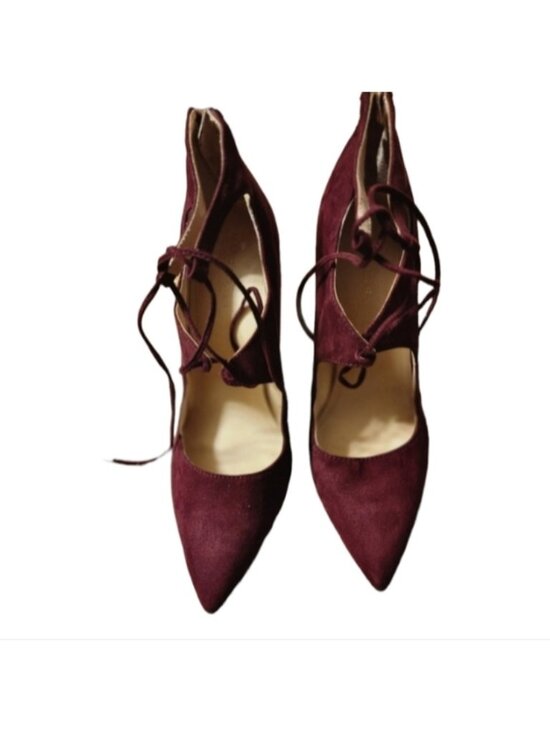 Marc Fisher Shoes - Marc Fisher Burgundy Heels Tie Up Zip Back Size 10